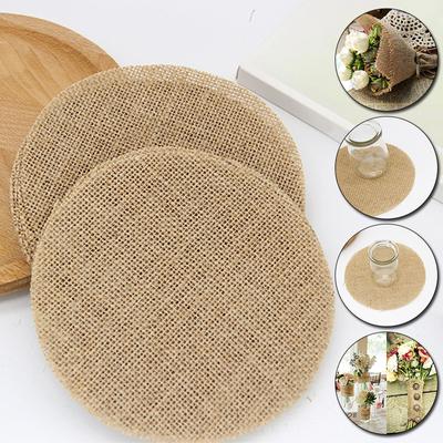 Round Hessian Burlap Jute Fabric Handmade Crafts Material Rustic Wedding Table Decoration Christmas Party Supplies