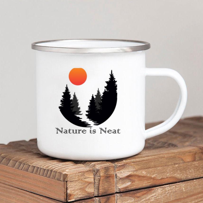Caneca de café esmaltada Forest Camp Adventure Together Camping Cup Ideia de presente para campista Canecas de fogueira ao ar livre Festival ao ar livre Viagem