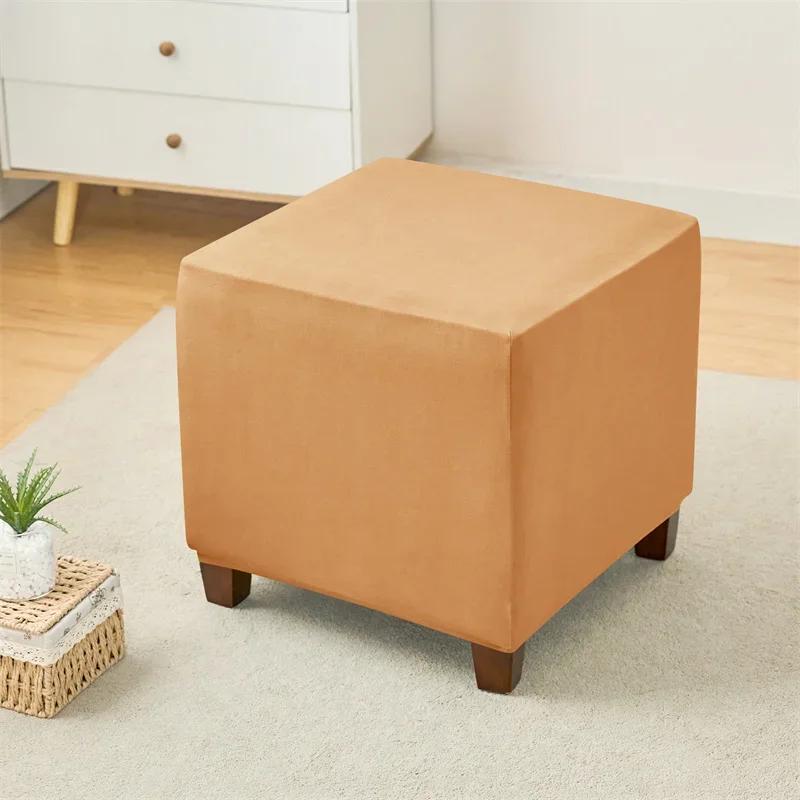

Elastic Ottoman Stool Covers Square Anti-dirty Footrest Cover Solid Color Spandex Footstool Slipcovers Furniture Protector