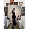 Summer new female Spice Girl hip wrap tight dress black long dress sexy slim fit