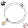 Everlove Minimalist Sun & Stars Sterling Silver Bracelet with Gold Glass and Zircon Charms - SCC2210
