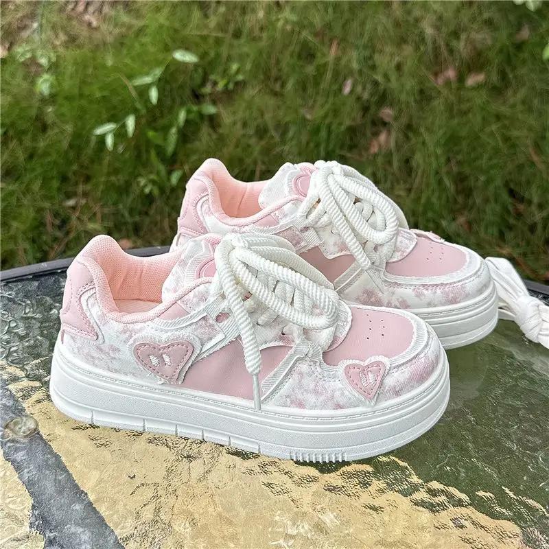 Fashion Lace Up Round Toe Shoes for Women Casual Korean On Offer 2025 New High Quality Vulcanized Shoe Trends Cheap 39 Woman Footwear