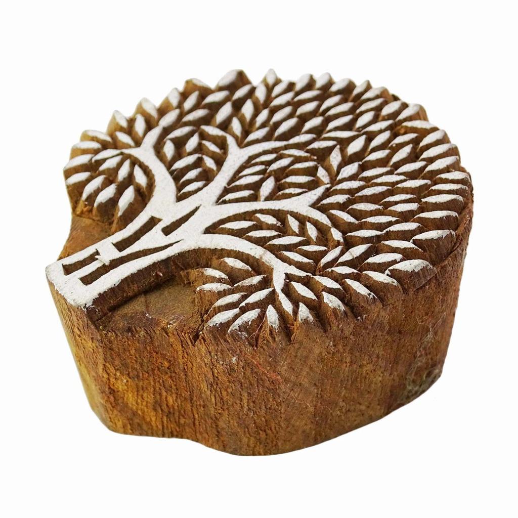 Tree Indian Wood Block Art Stamps Handcarved Printing Block Textile Stamp