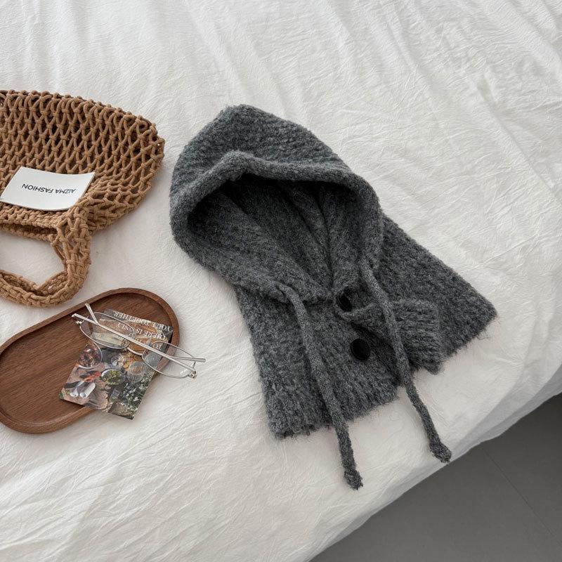 

Теплая вязаная балаклава: Комплект пуловера и шарфа на осень/зиму One Size темно-серого