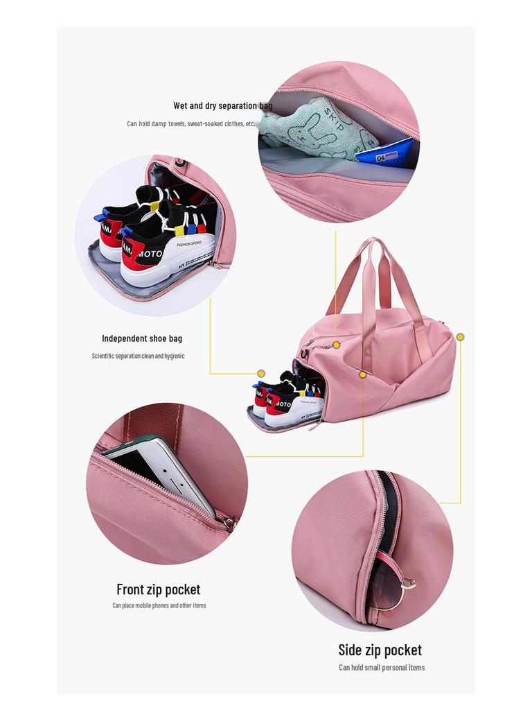 Waterproof Gym Bag for Men & Women - Large Capacity with Wet & Dry Separation, Travel Handbag with Printed Logo
