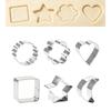 6 Piece Stainless Steel Cookie Cutters Set with Heart Flower Moon Star Square and Scalloped Round Shape, Easy Cleaning Baking Tool for Cookie and