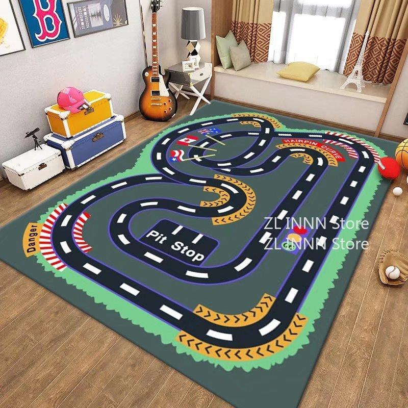 Thickened Flannel Carpet Living Room Children's Bedroom Decoration Floor Rug Cartoon Road Play Mat Soft Tatami Carpets Non-slip
