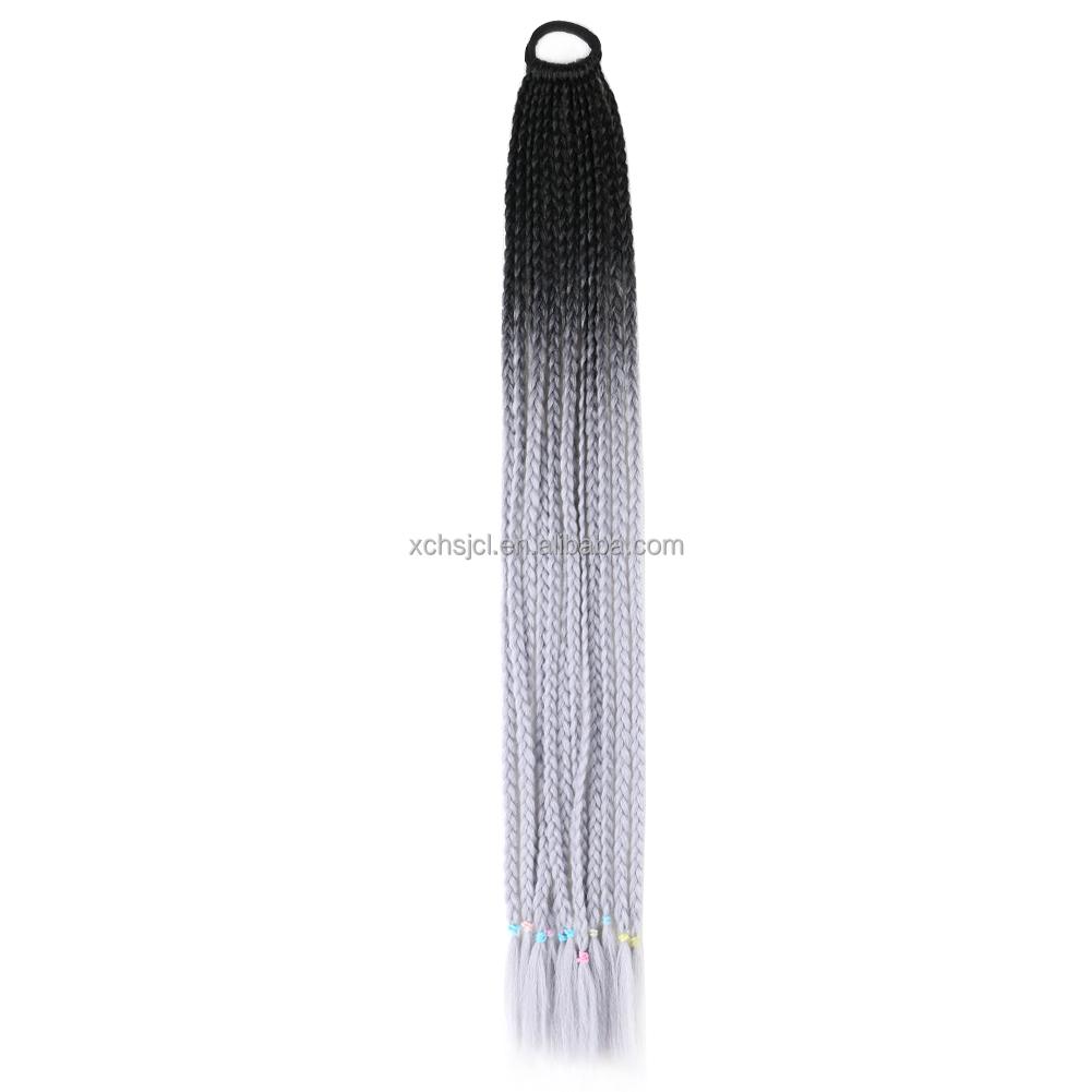 Ponytail With Hair Rubber Bands Long Box Crochet Synthetic Hair Piece Ombre Braiding Hair Extensions Braid