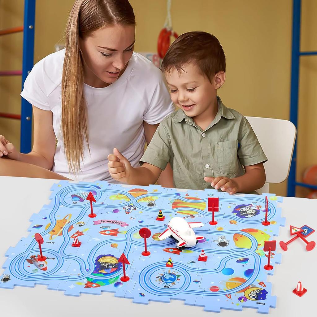 Non-Toxic Puzzle Racer Kids Car Track Set Plastic Floor Puzzles For 3 4 5 6 Year Old Children Montessori Toys Brain Toys New
