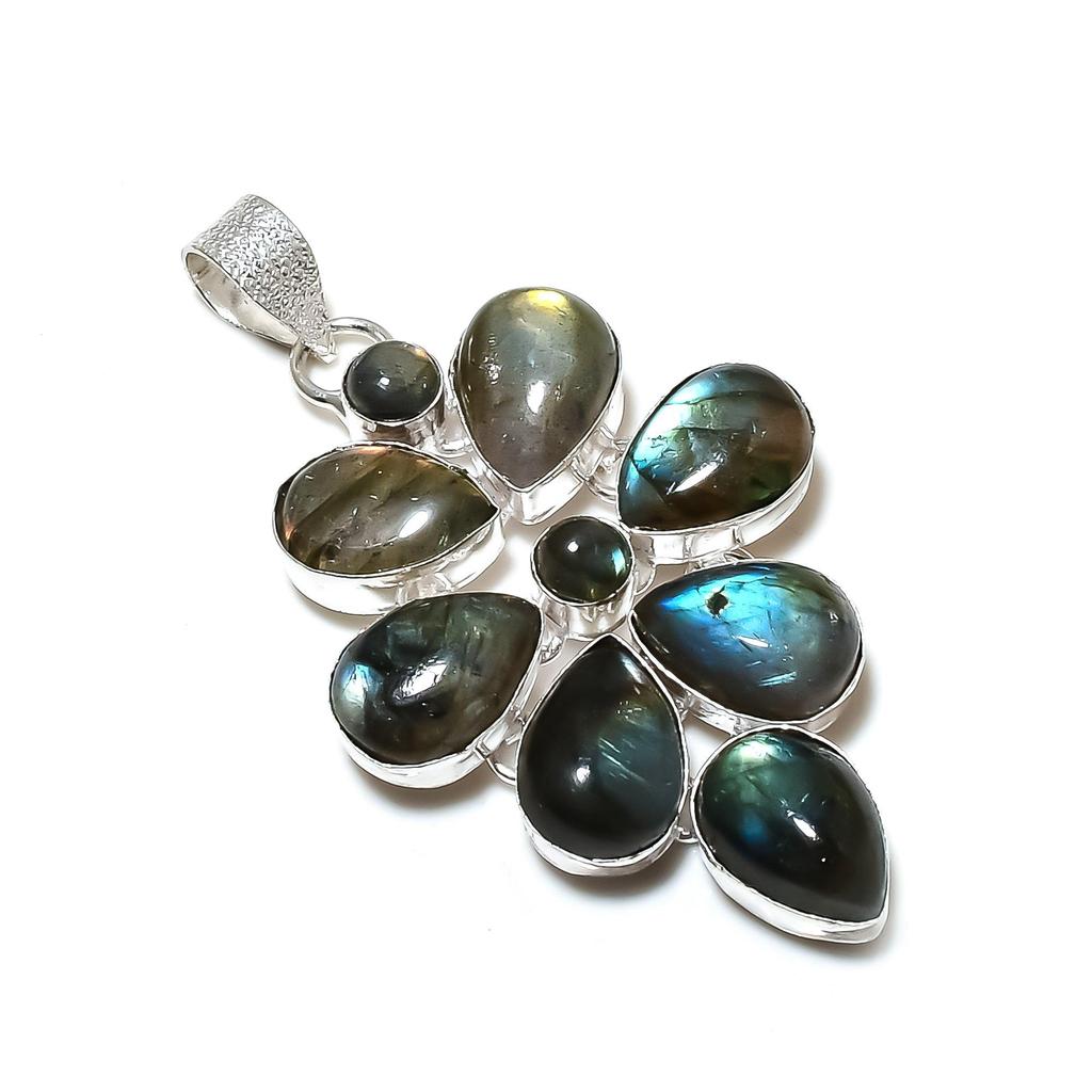 Natural Labradorite Gemstone Pendant In 925 Sterling Silver - Handmade Flower Design, Perfect for Gifts, and Everyday Wear Jewelry Gifts