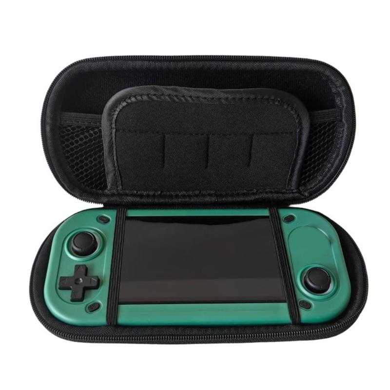 Protector Case Storage Box for R43S Scratchproof PU Leather Bag Handheld Game Console Carry Case with Mesh Pocket Black