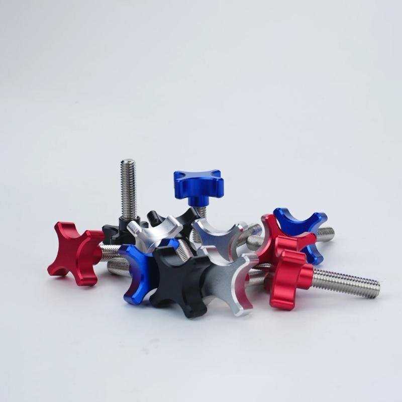 304 Roestvrij Staal Draad Aluminiumlegering Ster Sterrenpruim Bakeliet Handvastdraaien Duimschroef M6 M8 Knop Aandraaischroefbout L:10-60 mm