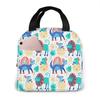 Cartoon Dinosaur Canvas Portable Cooler Lunch Bag Fashion Thermal Insulated Food Bags Food Picnic Lunch Box Bag for Adult Kids