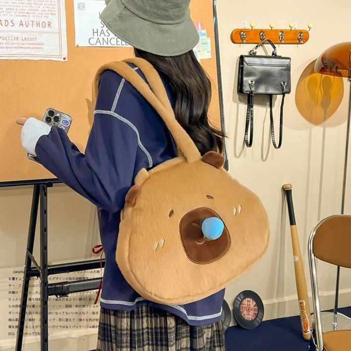 Capybara Carrot With Snout Plush Crossbody Shoulder Bag Animal Bag Cartoon
