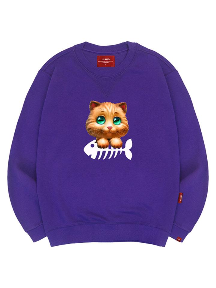 Ellamo Yummy Cat Sweatshirt Unisex Big Sizes S~4Xl