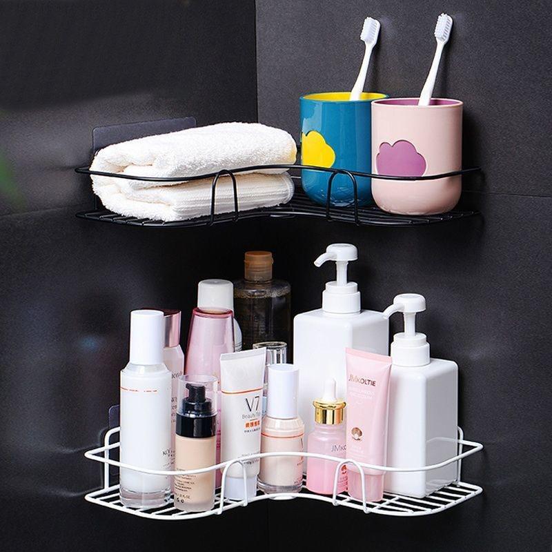 Black and White Shower Gel Storage Rack Bathroom Corner Rack Kitchen Seasoning Rack Tripod Kitchen Accessories