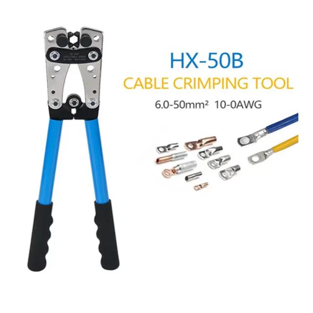 

HX-50B Клещи для обжима 6-50 мм AWG 1-10 Cat Auto Copper Ring Инструмент для обжима клемм аккумулятора Клещи для обжима кабельных наконечников