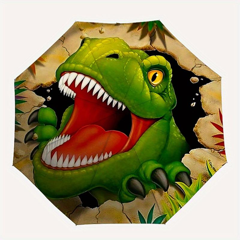 1pc Dinosaur Cartoon Umbrella, Portable 3-Fold Compact Umbrella, Suitable for Camping, Hiking and Travel, Ideal Easter Birthday Gift for Family a