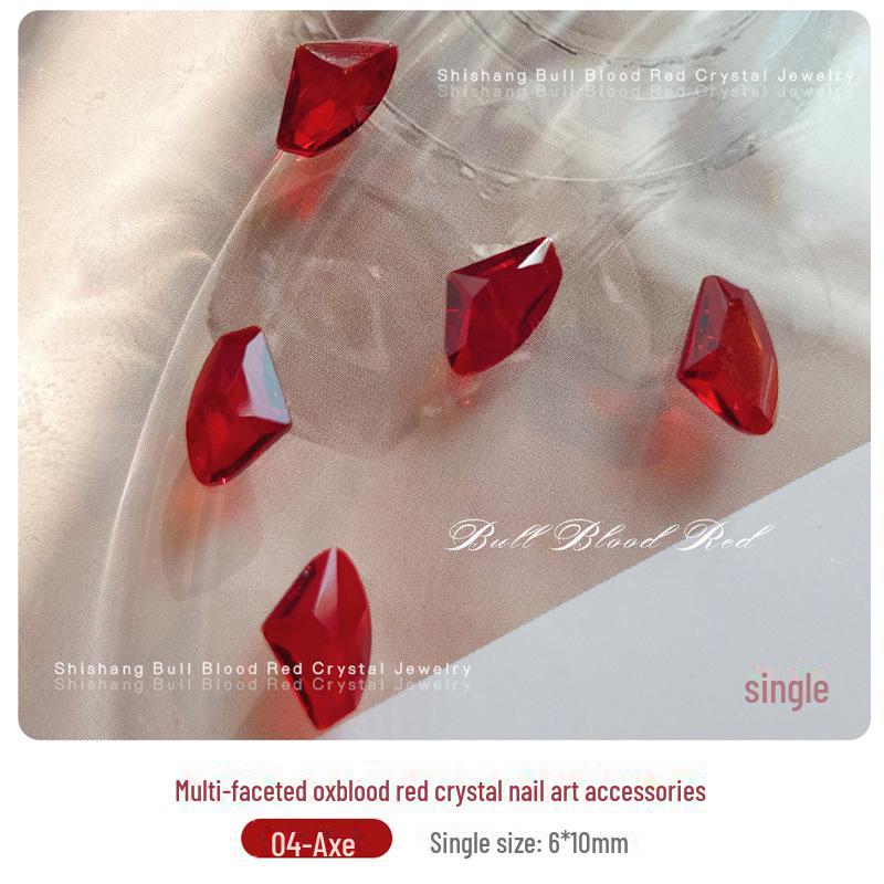 

Бычье-красное кристальное украшение для ногтей Diamond - заостренное, огранка Хуацзы, форма голубиного яйца, новогодние аксессуары