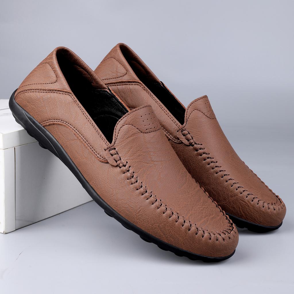 Fashion Men's Casual Leather Shoes Four Seasons Plus Size 47 Soft Sole Comfort Outdoor Fashion Youth Business Leather Shoes Driving Shoe