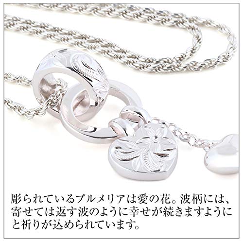 Hawaiian Jewelry Necklace Pendant Chain Set Double Heart Plumeria Flower Jewelry [LocoMocoAloha] [Genuine Product]