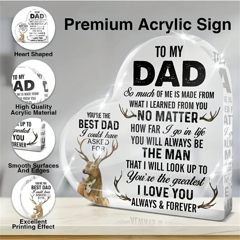 2D Flat Dad Gifts From Daughter Son, Father Gifts for Birthday Christmas Father's Day, Dad Clear Acrylic Sign Keepsake Gifts, Acrylic Decor for