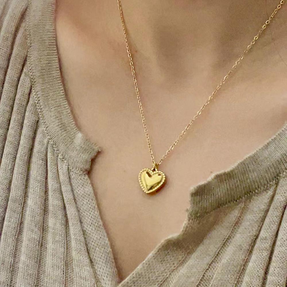 Women Dainty Heart Necklaces 18k Gold Plated STAINLESS STEEL Cute Heart Pendant Necklace Minimalist Choker Necklace Jewelry Gift золотой