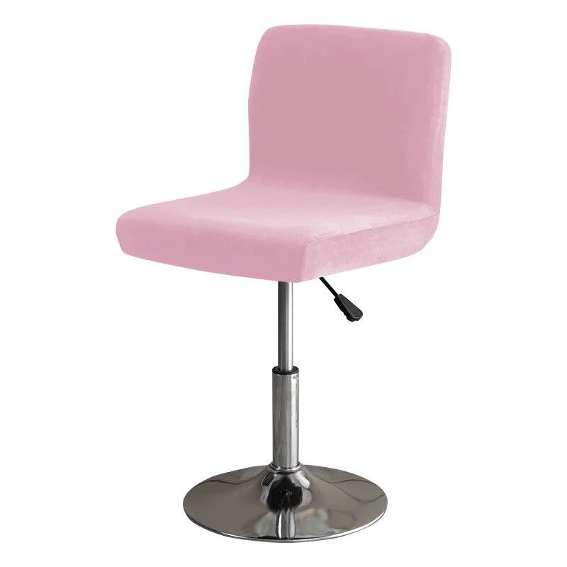 Soft Velvet Bar Stool Chair Cover Solid Stretch Rotating Chair Slipcover Elastic Low Back Office Dining Seat Protector Dark Blue
