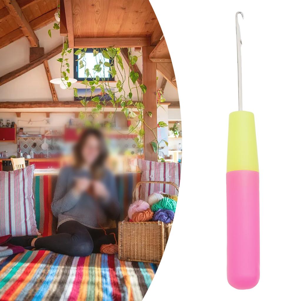Knitting Tool with Stainless Steel Needle and Comfortable Handle for Carpet Crochet and Sweater Repair Handmade Design Projects
