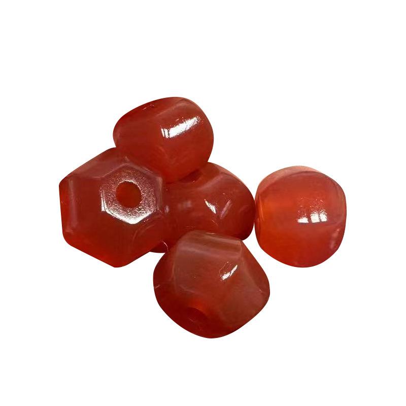 2026 Hexagonal Red Agate Lantern Beads, 9×11mm, for DIY Jewelry: Earrings, Rings, Pendants, Bracelets, Necklaces