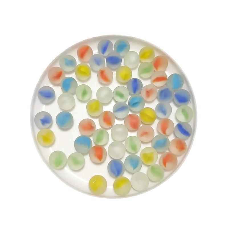 16mm Frosted Transparent Flower Petal Design Mixed Glass Beads for Children s Marble Games