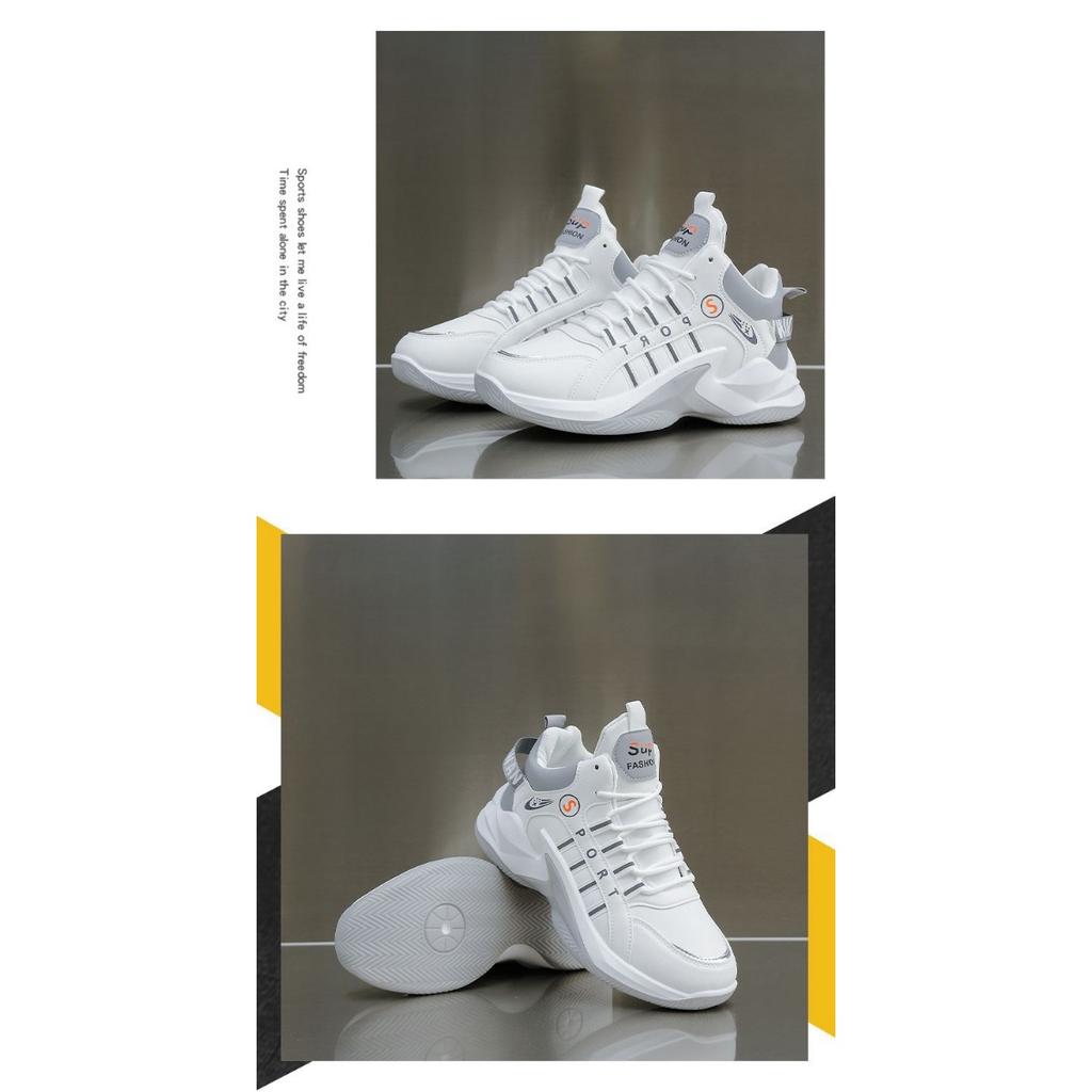Men's Low Top and High Top Sports Shoes -Breathable PU Upper and Lace Up Design, Suitable for Running, Fitness and Daily Wear, Basketball Shoes