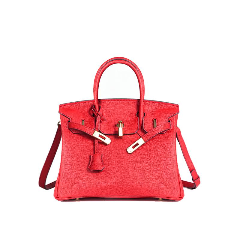 

Сумка из вощеной кожи первого слоя ручной работы Togo Platinum, узор личи, натуральная кожа, женская сумка с замком, сумка высокого класса