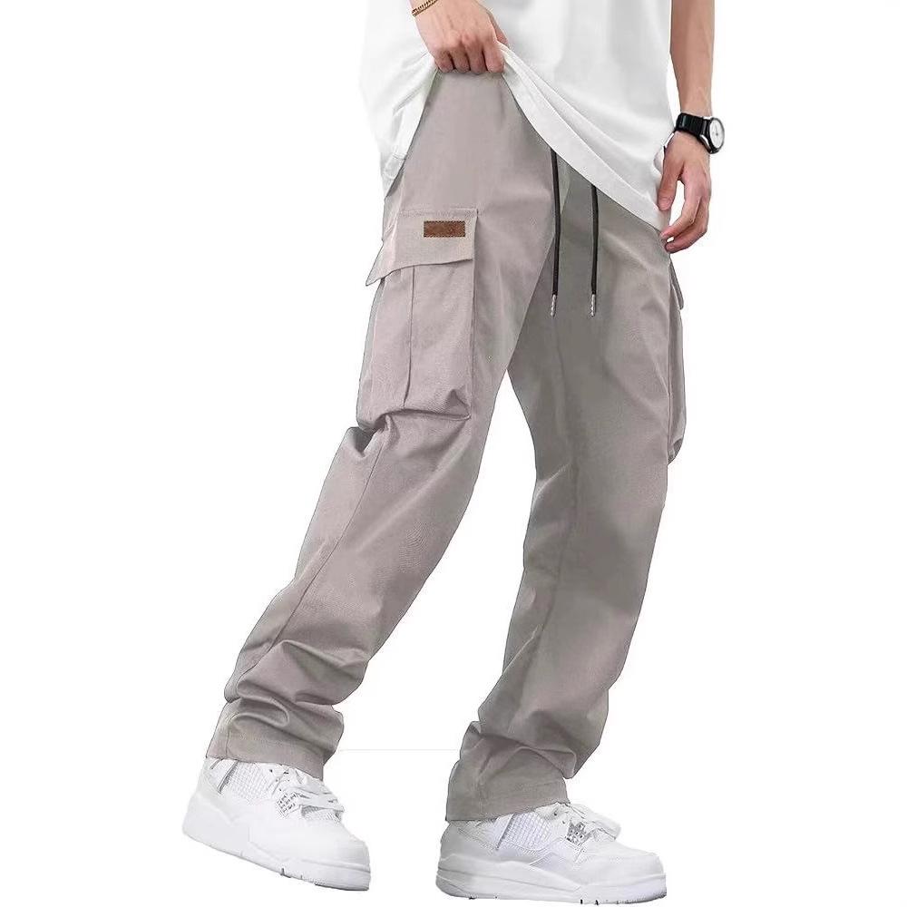 2024 Men's Multi-pocket Workwear Drawstring Pants for Outdoor Hiking, Running, and Casual Wear