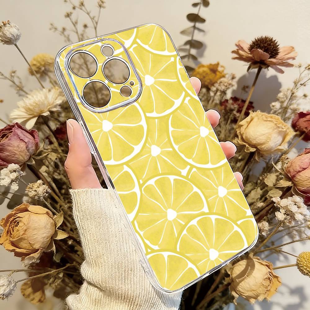 

Lemon Phone Case Transparent Silicone Soft For iPhone 17 16 15 14 13 12 11 Mini Pro Max Plus iPhone17promax