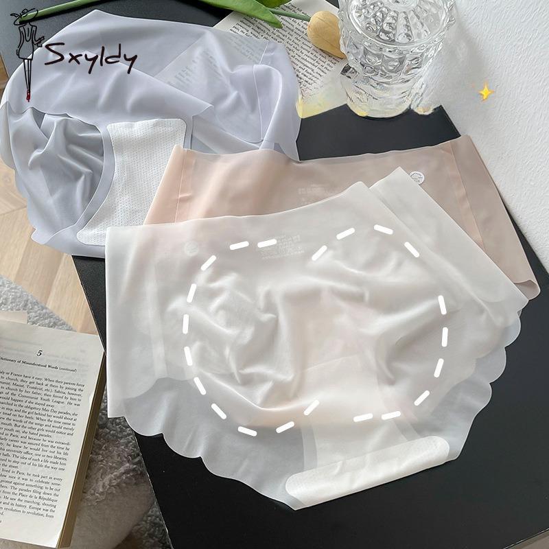 Summer Ice Silk Seamless Thin Mid-waist Ultra-thin Large Size Underwear Breathable Hip-covering Quick-drying Briefs