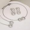 Stainless Steel Infinity Jewelry Set Smooth Polished Infinity Stud Earrings Necklace Bracelet 3Pcs Women Minimalist Jewelry Gift