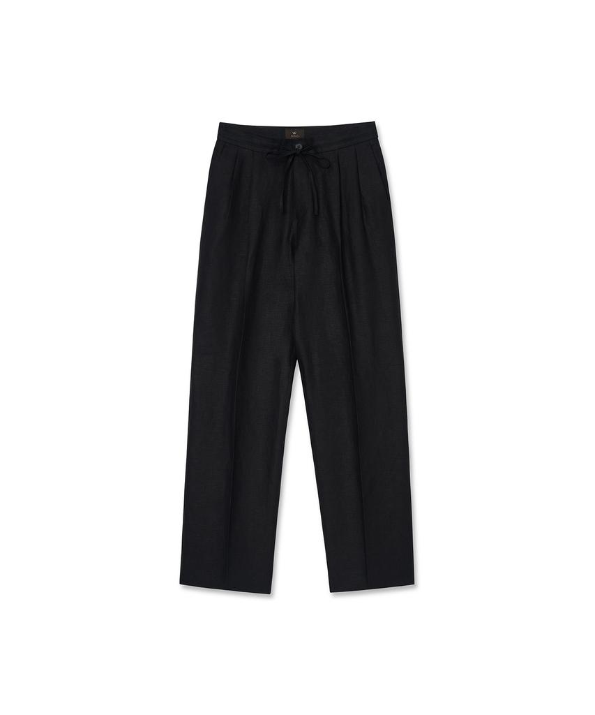IOLO Relax Linen Double-Pleat Pants_Black