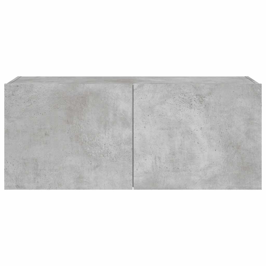 Wall Mounted TV Cabinet with RGB LED Lights Concrete Grey 100 x 35 x 41 cm