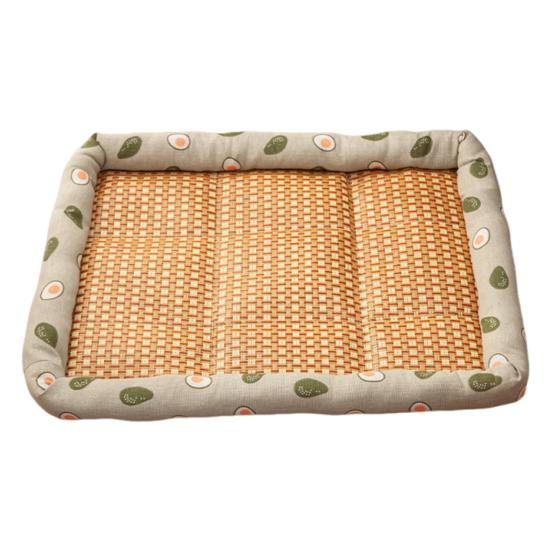 Pet Cooling Mat Summer Cooling Dog Bed Mat Washable Cooling Rattan Mat with Raised Edge Non-slip Bottom for Cats And Dogs