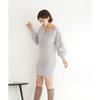 Jill by Jill Stuart Women's Casual Dress, Flower Pearl Embroidery Knit Dress, Light Gray, FR