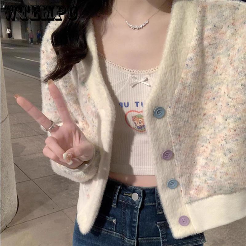 Short Knitted Cardigan Spring and Autumn Temperament Sweater Women's Coat