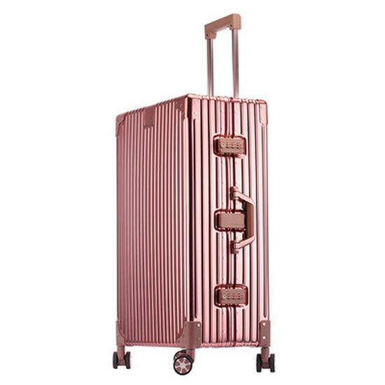 20" Aluminum-Magnesium Alloy Trolley Case - Unisex Metal Travel & Business Suitcase with Leather Accents