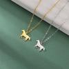 My Shape Horse and Horsehoe Pendant Necklaces for Women Girls Stainless Steel U-Shaped Horse Animal Choker Chain Jewelry Gifts