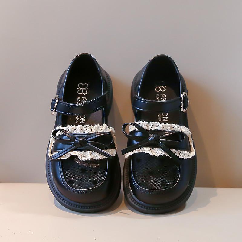 British Style Girls' Leather Mesh Soft Sole Princess Shoes - 2025 Summer Collection