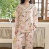 Cotton and silk pajamas women's spring and summer thin seven-quarter-sleeved floral loungewear new Chinese style national style can be worn outside