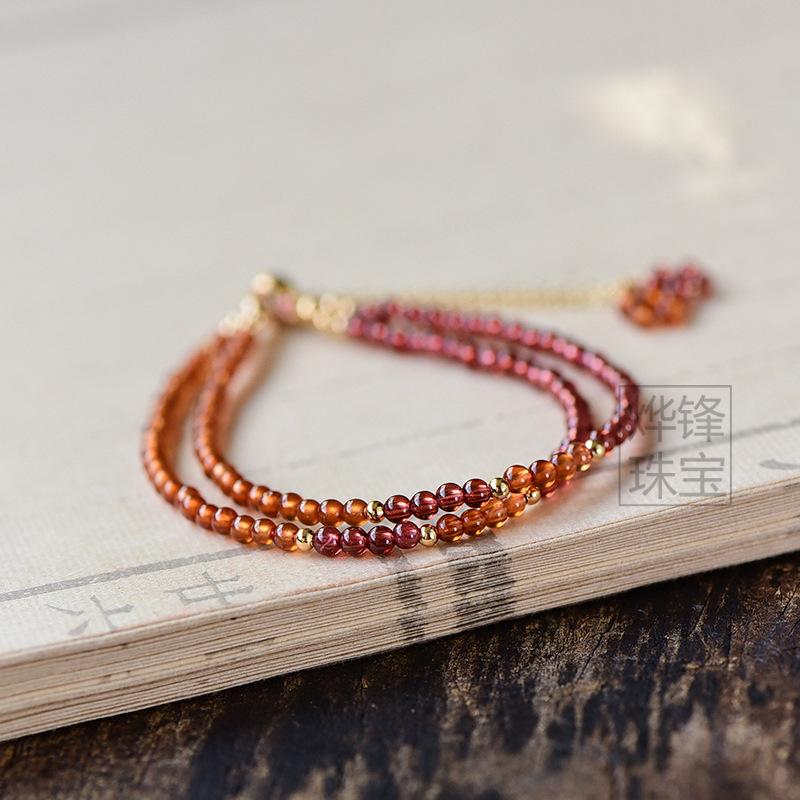 Natural Garnet Bracelet Crystal, Orange-red Garnet Bracelet Niche Design Women's Jewelry