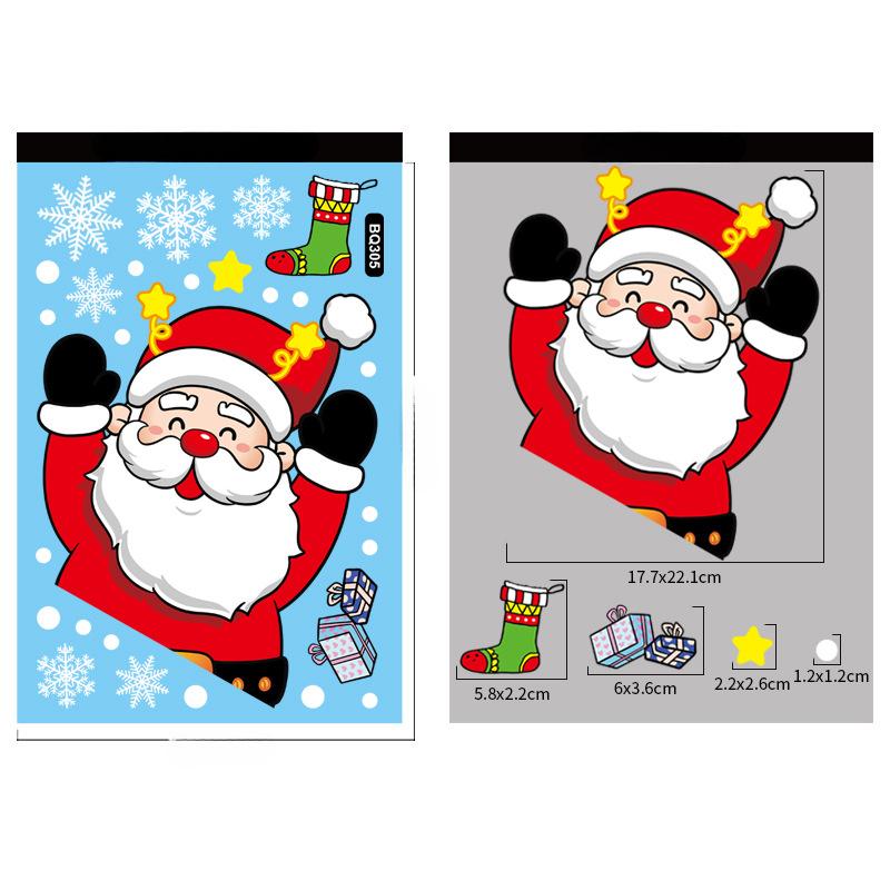 Vánoční dekorace Samolepky na okno Cartoon Elk Santa Claus Sněhulák Vánoční zrcadlové samolepky Veselé Vánoce Samolepka Nový rok