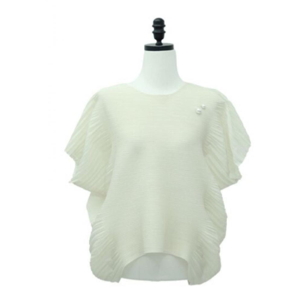 Shiz Madam Women Pearl Side Wave Pleats Blouse T57101