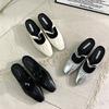 Coarse heel French half slippers silver bag head slippers women's shoes autumn and winter small fragrant Mary Jane single shoes new Chinese shoes